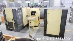 Used Ingersoll Rand Compressor System. Consisting of: (2) Ingersoll Rand Air Compressors, Model RS30i-A125 (125 psi max. compressor pressure; 184 max. CFM. 40 HP, 3/60/460V. 12,862 and 15,101 hours); Ingersoll Rand Dryer, Model NVC200A4HN; Ingersoll Rand compressed air filter; 3000 gallon air-receiver tank. All components built 2018.