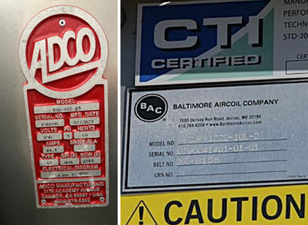 equipment spec tags